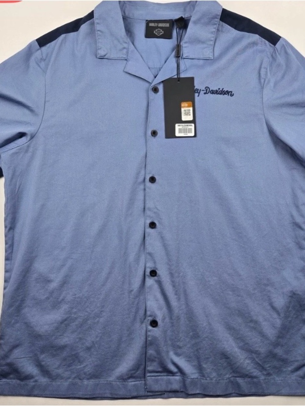 NWT Harley Davidson MC Club Bowling Shirt Mens Large Blue Collar Biker Milwaukee